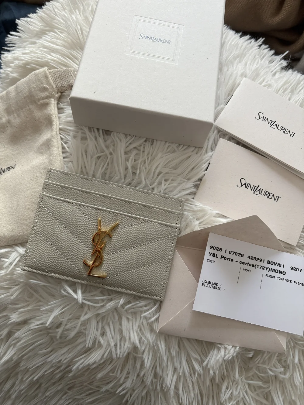 Saint Laurent Cassandre Matelasse card holder with gold YSL emblem